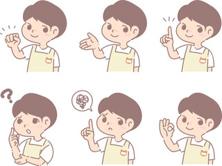 保育士男性の表情セット