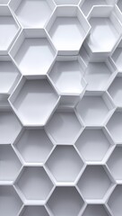 Fototapeta premium White hexagonal grid arranged in a clean organized pattern for a smooth white pattern background