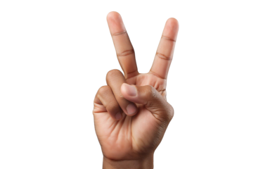 hand showing peace sign