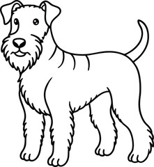 Airedoodle line arts with white background. Airedoodle hand drawing vector illustration isolated on white background