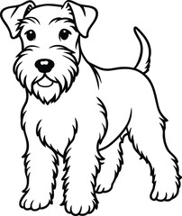 Airedoodle line arts with white background. Airedoodle hand drawing vector illustration isolated on white background