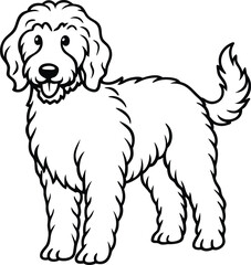 Airedoodle line arts with white background. Airedoodle hand drawing vector illustration isolated on white background