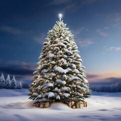 christmas tree in snow
