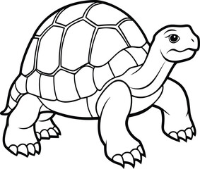 Aldabra giant tortoise  line arts with white background. Tortoise icon vector black silhouette on a white background.