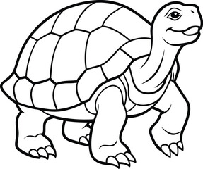 Aldabra giant tortoise  line arts with white background. Tortoise icon vector black silhouette on a white background.