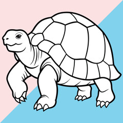 Aldabra giant tortoise  line arts with white background. Tortoise icon vector black silhouette on a white background.