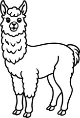 Alpaca line arts with white background. Vintage engraving isolated lama set illustration ink vector sketch. Alpaca background America animal silhouette art.