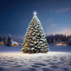 christmas tree with snow
