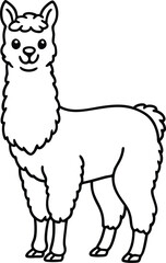 Alpaca line arts with white background. Vintage engraving isolated lama set illustration ink vector sketch. Alpaca background America animal silhouette art.