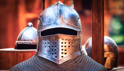 helmet, decorated, armor, medieval, knight, soldier, protect, head, front, metal, iron, close-up
