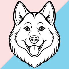 Alusky hand drawing vector isolated on white background. vector illustration of wolf. 