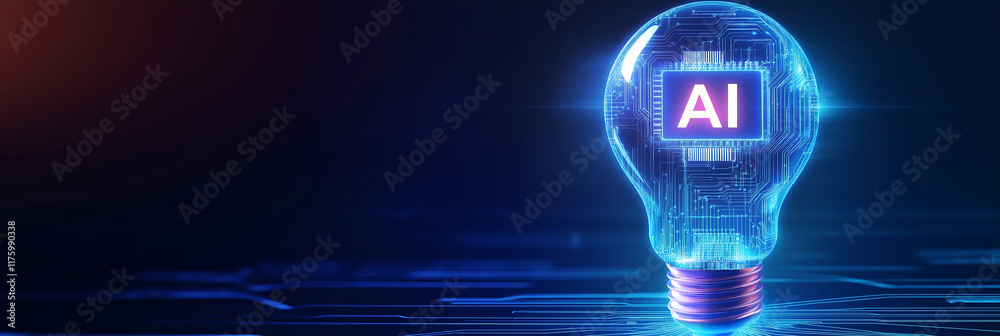 Poster Light bulb with ai symbol showing artificial intelligence and innovation