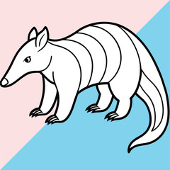 Fototapeta premium Line art illustration of giant anteater showing his tongue. anteater line arts with white background
