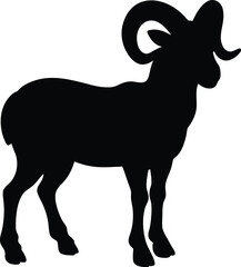 Sheep silhouette with white background. Black and white Sheep silhouette Vector coloring page. 