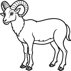 Sheep line arts with white background. Black and white Sheep silhouette Vector coloring page. 