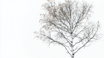 Fototapeta premium Bare birch tree against white background.