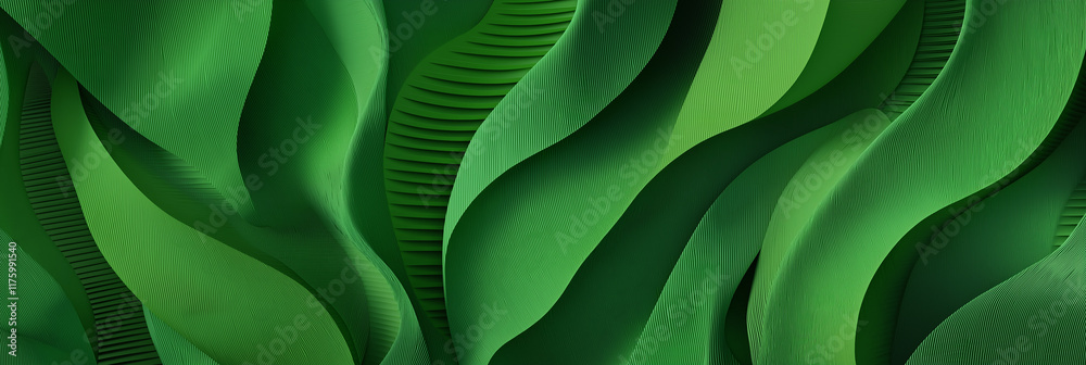 Leinwandbilder flowing green lines creating abstract wave pattern