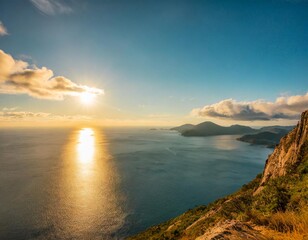 Fototapeta premium The Golden Hour Glow of a Warm and Cheerful Sunny Day