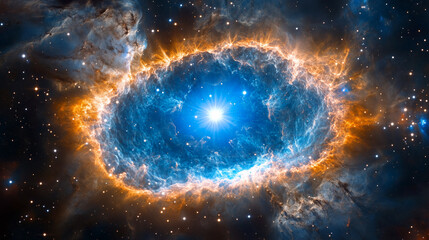Obraz premium Stunning cosmic nebula glowing in deep space
