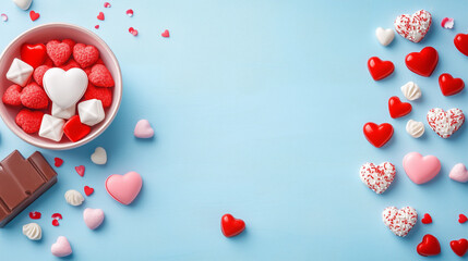 Colorful sweets arranged for a romantic celebration