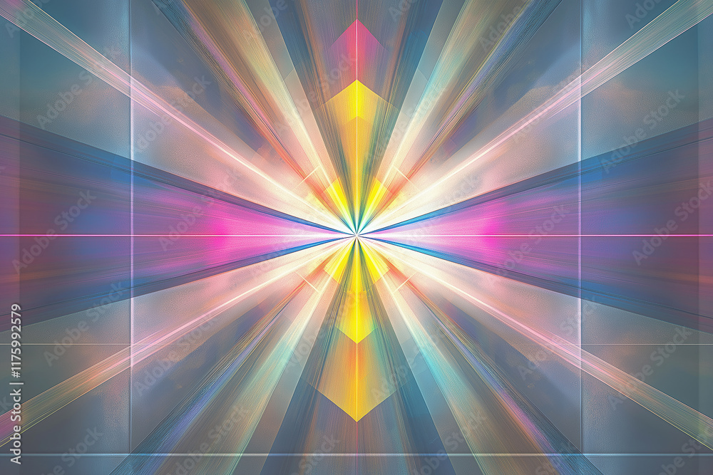 Poster Abstract background showing colorful rays expanding from central point