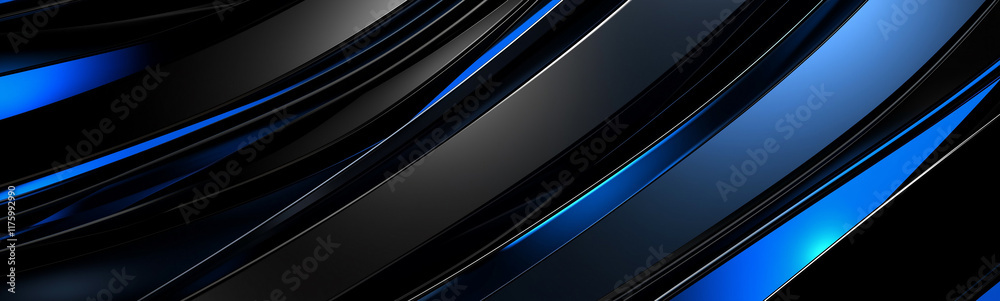 Aufkleber abstract black and blue stripes creating dynamic wavy pattern