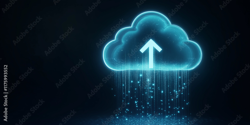 Aufkleber Cloud computing uploading data stream to digital network storage