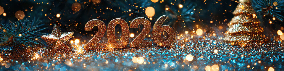 2026, New Year design, festive numbers, holiday typography, glowing digits, sparkling design, glittering numbers, shining year, celebratory art, luminous digits, radiant design, holiday sparkle, snowy