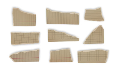 Set of torn paper fragments isolated on background, Vector illustration