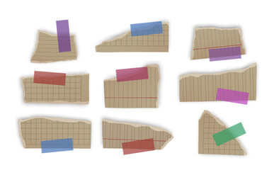 Set of torn paper fragments isolated on background, Vector illustration