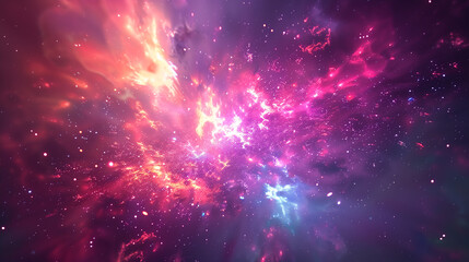 Fototapeta premium Cosmic Nebula Explosion Illustration with Vibrant Colors and Starry Sky for Space-Themed Backgrounds and Digital Art Projects