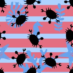 Ocean animals seamless crabs pattern for wrapping paper and fabrics and linens