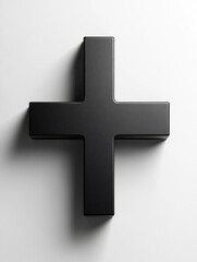 Obraz premium Black 3D cross symbol on a white background.