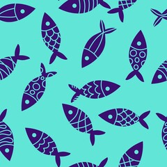 Ocean seamless fish pattern for wrapping paper and fabrics and linens