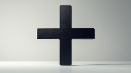Obraz premium Minimalist black cross on a light background.