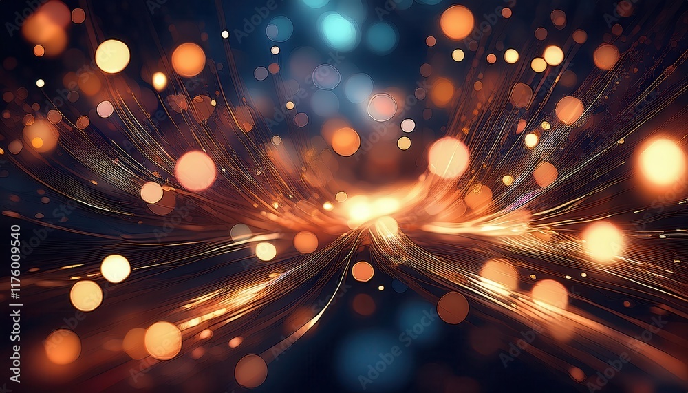 Poster illuminating abstract background with colorful bokeh effects