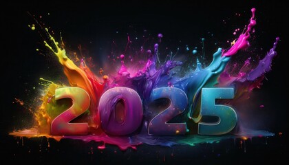 Vibrant Splash of Colors Representing New Year 2025