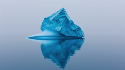 Obraz premium A striking iceberg floats in still water, showcasing only a fraction of its true size, perfect for exploring hidden depths.