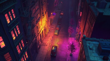 Modern Eco-Friendly Housing Complex Beautifies a Rainy Night with Lush Greenery