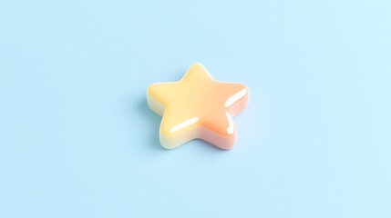 Obraz premium A colorful star-shaped object rests on a soft blue background, evoking a playful and whimsical aesthetic.