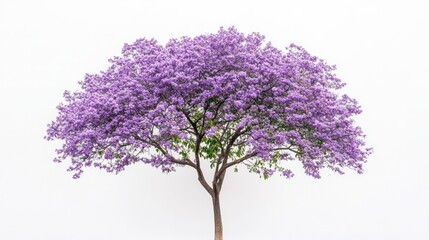 Obraz premium Isolated purple flowering tree on white background. (1)