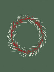 Obraz premium Pine wreath illustration on green background