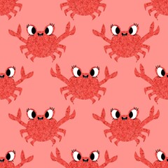 Ocean animals seamless crabs pattern for wrapping paper and fabrics and linens