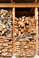 Wood in a wood shed ready for winter