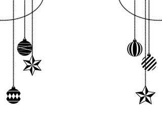 フラットクリスマスボール＆スターオーナメントフレームF：黒