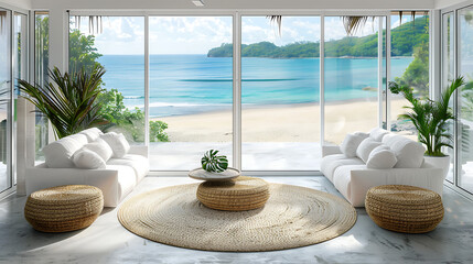 Obraz premium Coastal Living Room with Ocean View