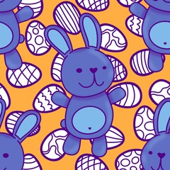 Spring animals seamless rabbit and easter eggs pattern for wrapping paper