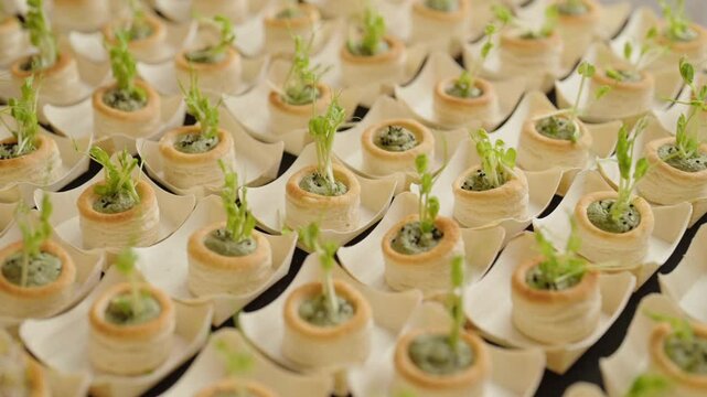 catering snacks with puff pastry and guacamole