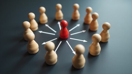 Obraz premium Leadership and networking concept with wooden figures