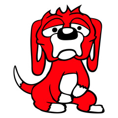 Dog Looks Unhappy Sad Shy Scared Bored Face Funny Design Lover Art Vector Illustration Card T-Shirt Poster Sticker Graphic Print Decorative Drawing Isolated Logo Decoration Symbol Creative Cool Style
